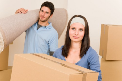 Packed boxes and furniture ready for a domestic move in Aberdeen