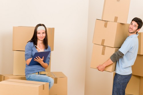 Packed boxes and furniture ready for a house move in Aberdeen