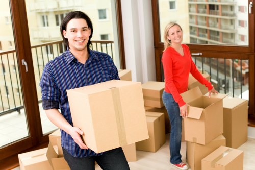 Packed moving boxes prepared for a house removal